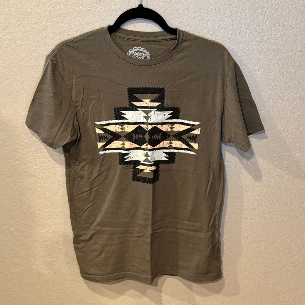 Geometric Pattern Short Sleeve Tee - Brown - Picture 2 of 3